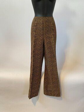 Dana Buchman Petite Brown & Black Linen Silk Blend Wide Leg Pants Size 10P